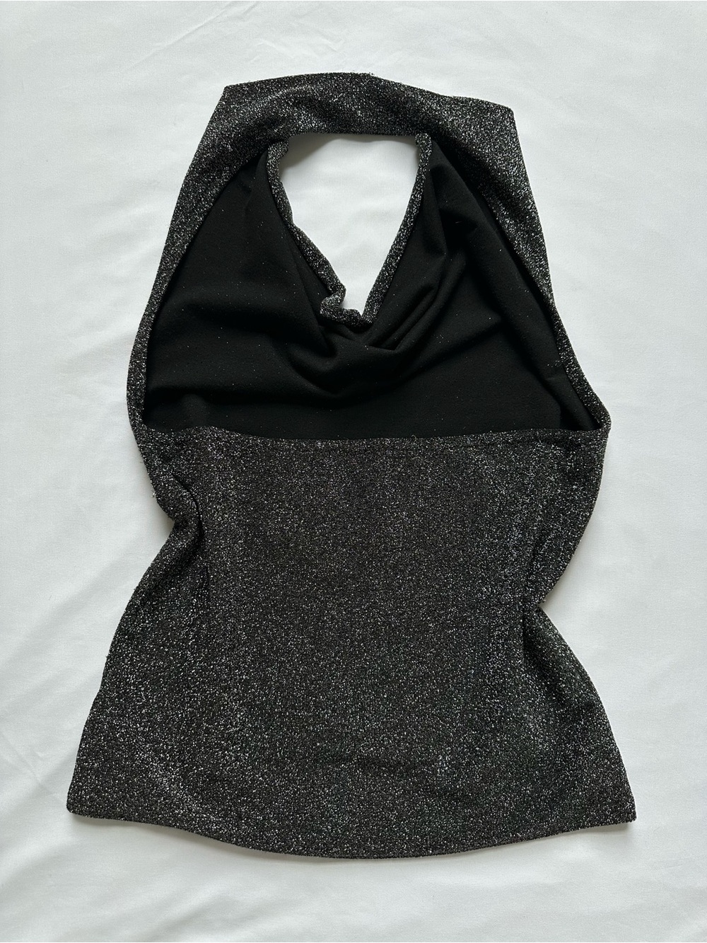 Express Black Glitter Halter Top - Picture 2 of 4